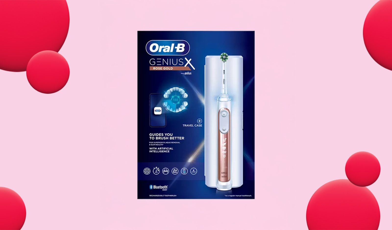 Save £225 ORAL B Genius X Electric Toothbrush - Rose Gold, now £64.99